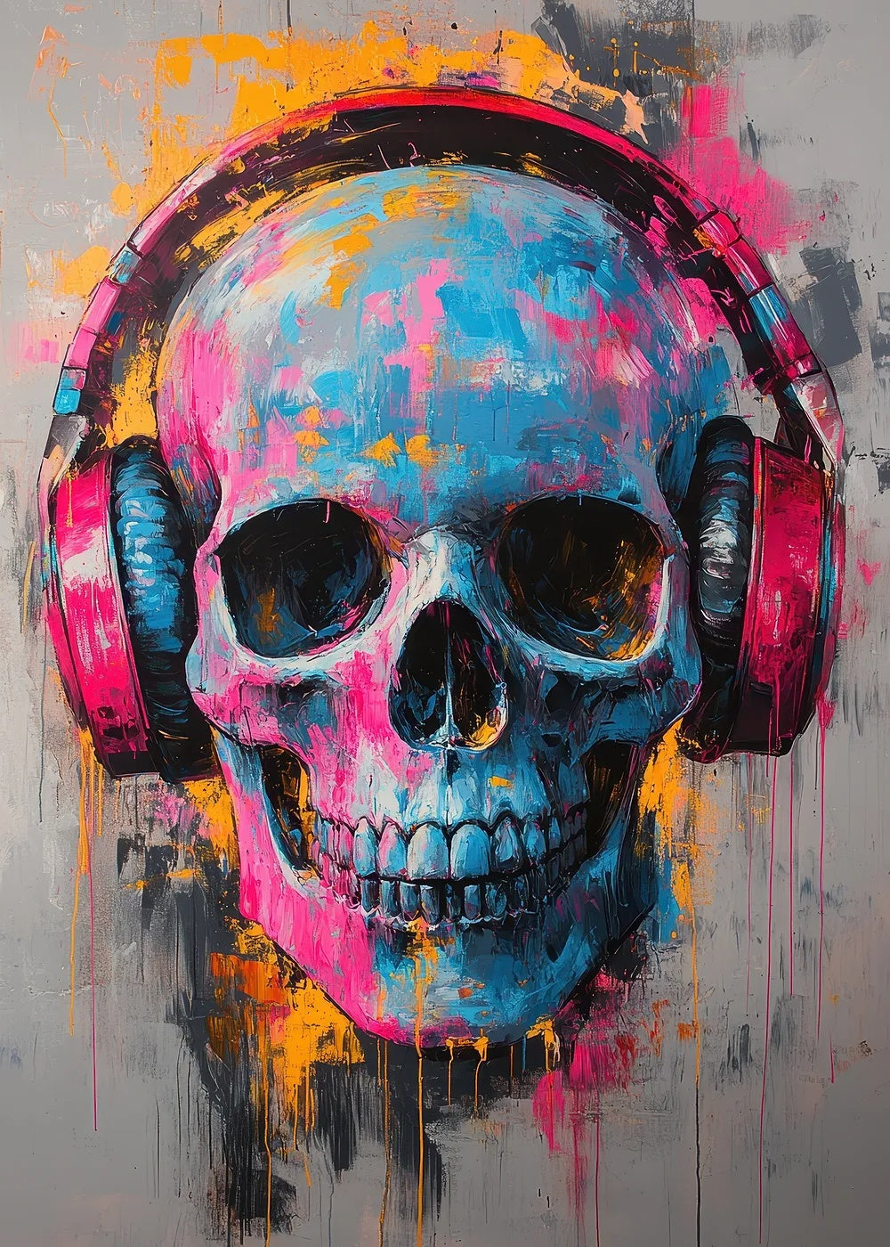 Skull with Headphones metal poster artwork